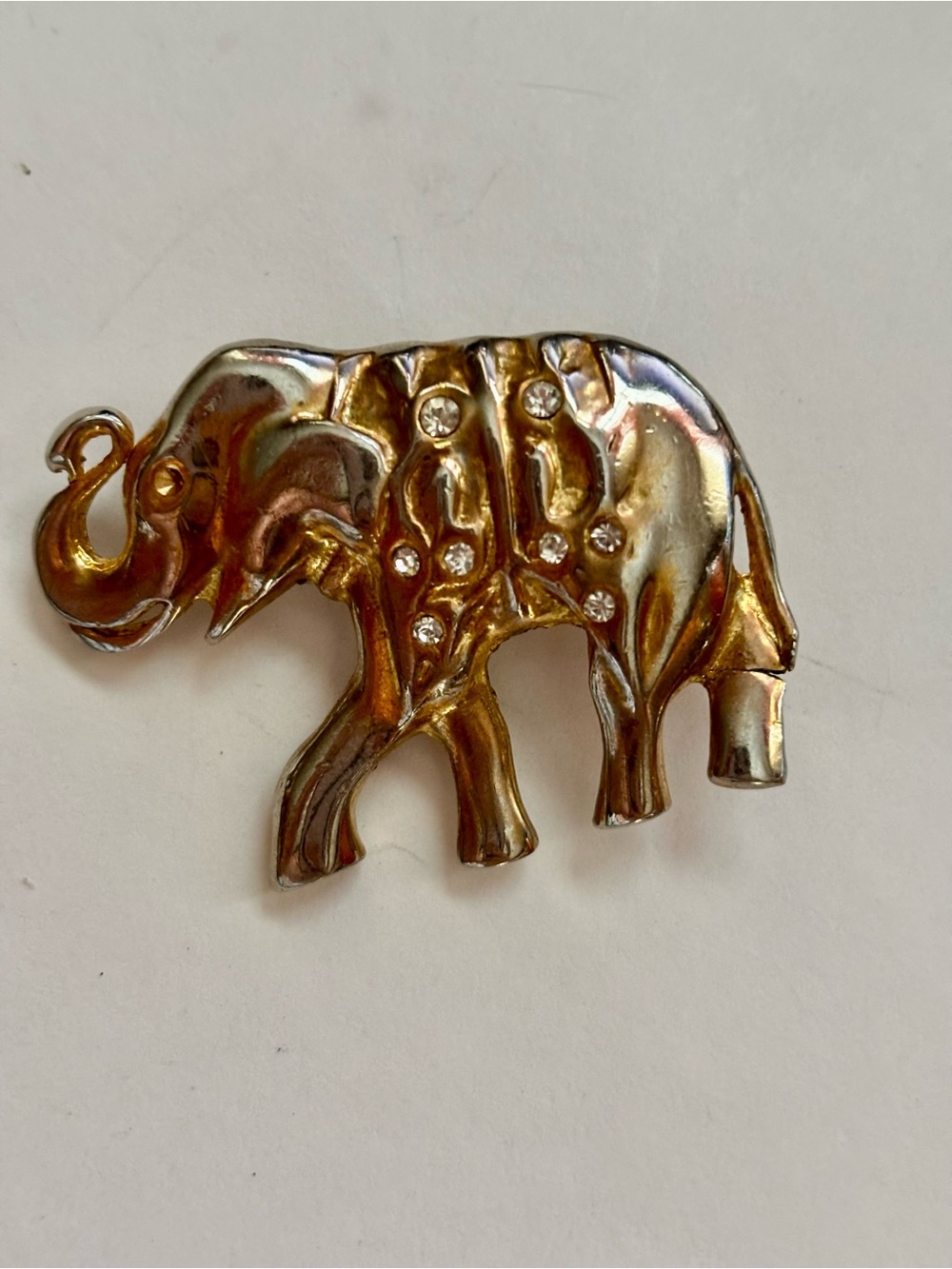 Vintage Elephant Accent Pin with Rhinestone Detail